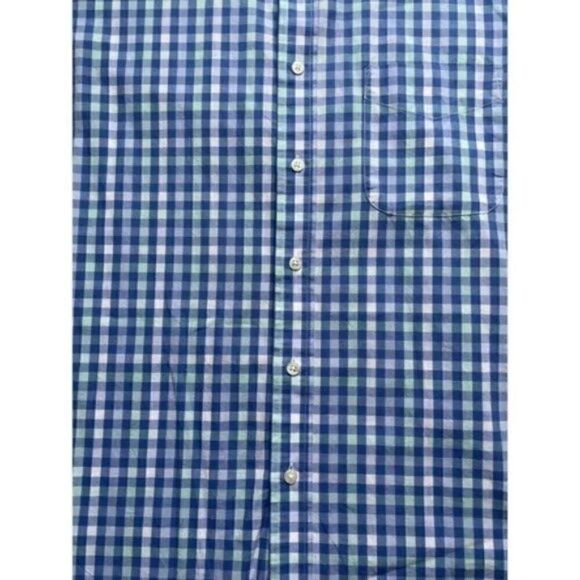 Long Sleeve Button Up Men’s 16/32/33 Gingham Light Blue Green Club Room - Picture 3 of 10